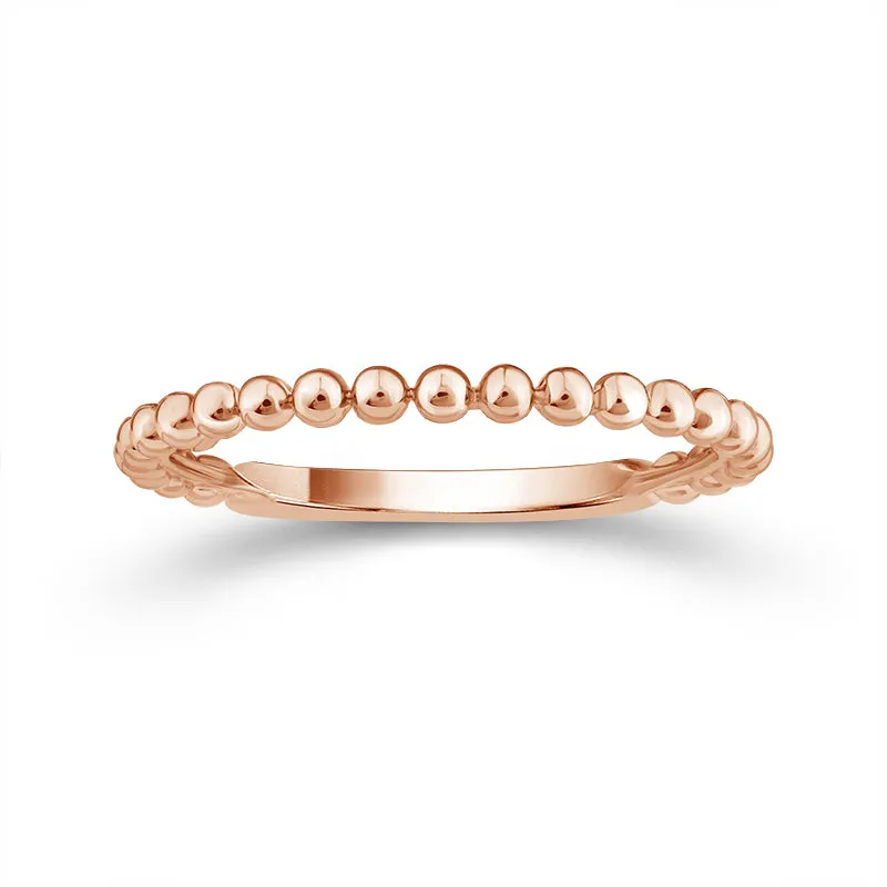 14K Rose Gold Beaded Stack Band