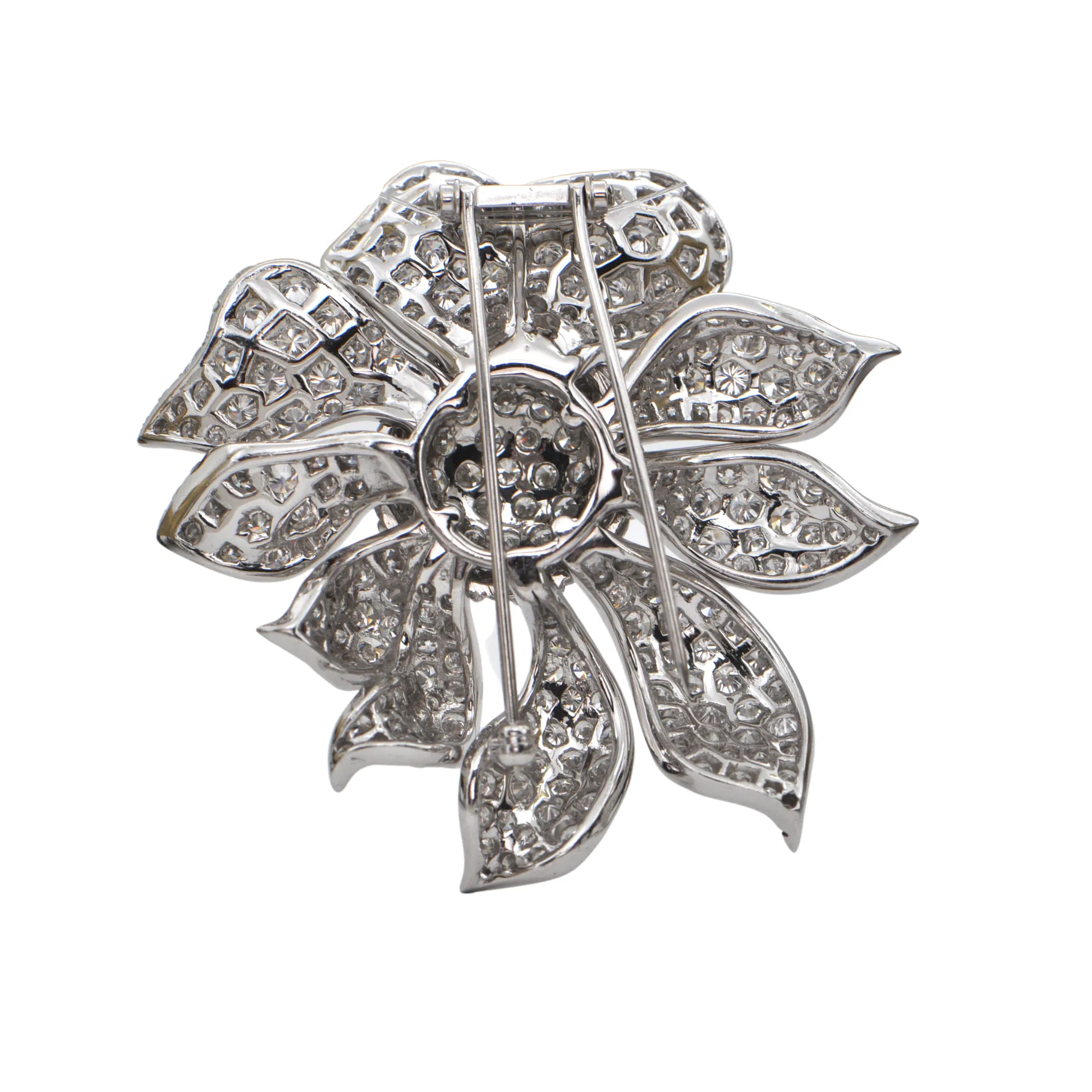 22.0CT Flower Diamond 18k White Gold Brooch/Pendant C. 1960