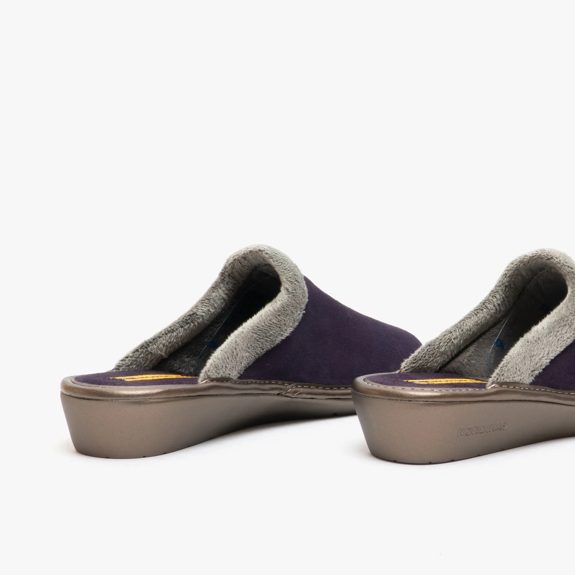 238 (AFELPADO) Ladies Suede Mule Slippers Purple