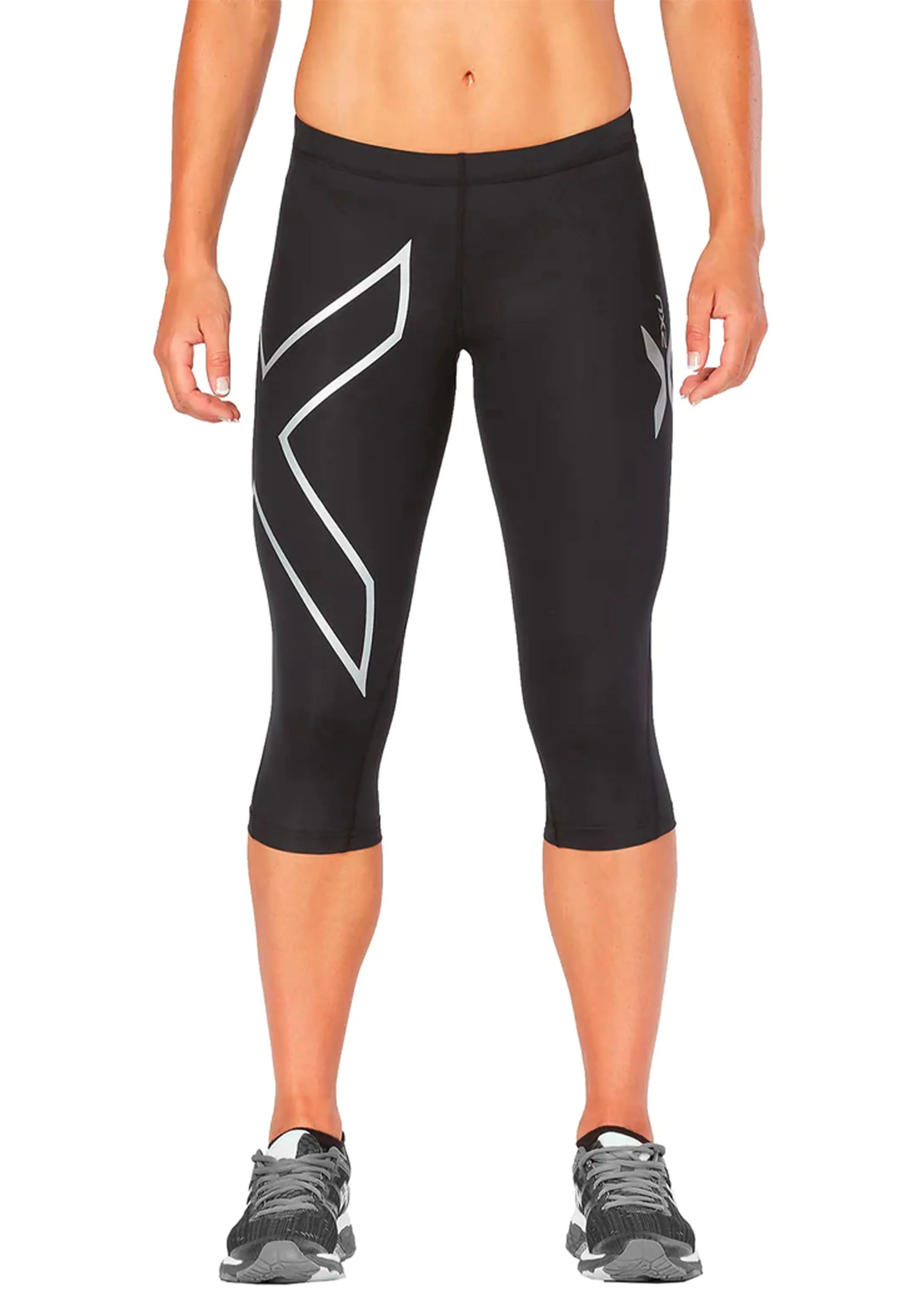 2XU Womens 3/4 Compression Tights <br> WA1943B Blk/Slv