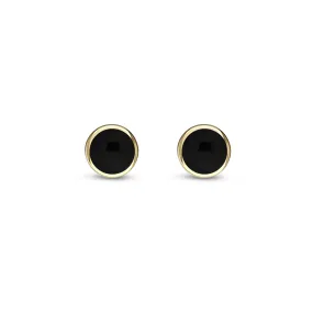 9ct Yellow Gold Whitby Jet 5mm Classic Round Stud Earrings