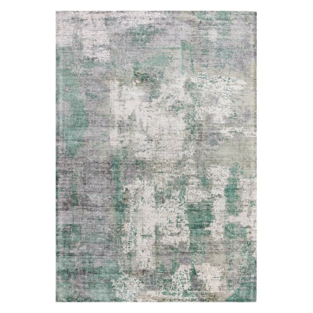 Abstract Screen Printed Hand Woven Rug - Green