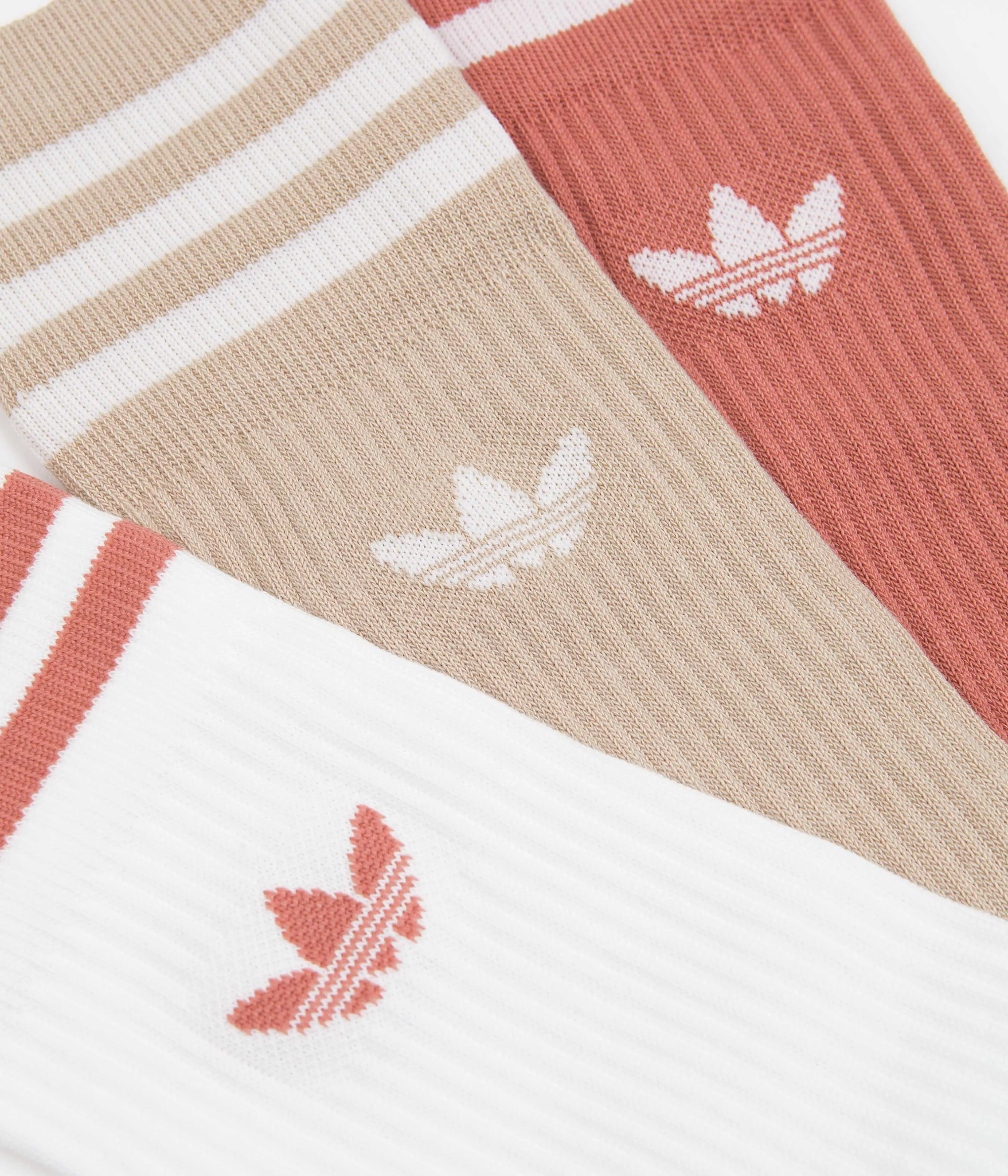 Adidas Crew Socks (3 Pair) - White / Beige / Multi