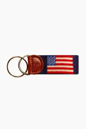 American Flag Needlepoint Key Fob