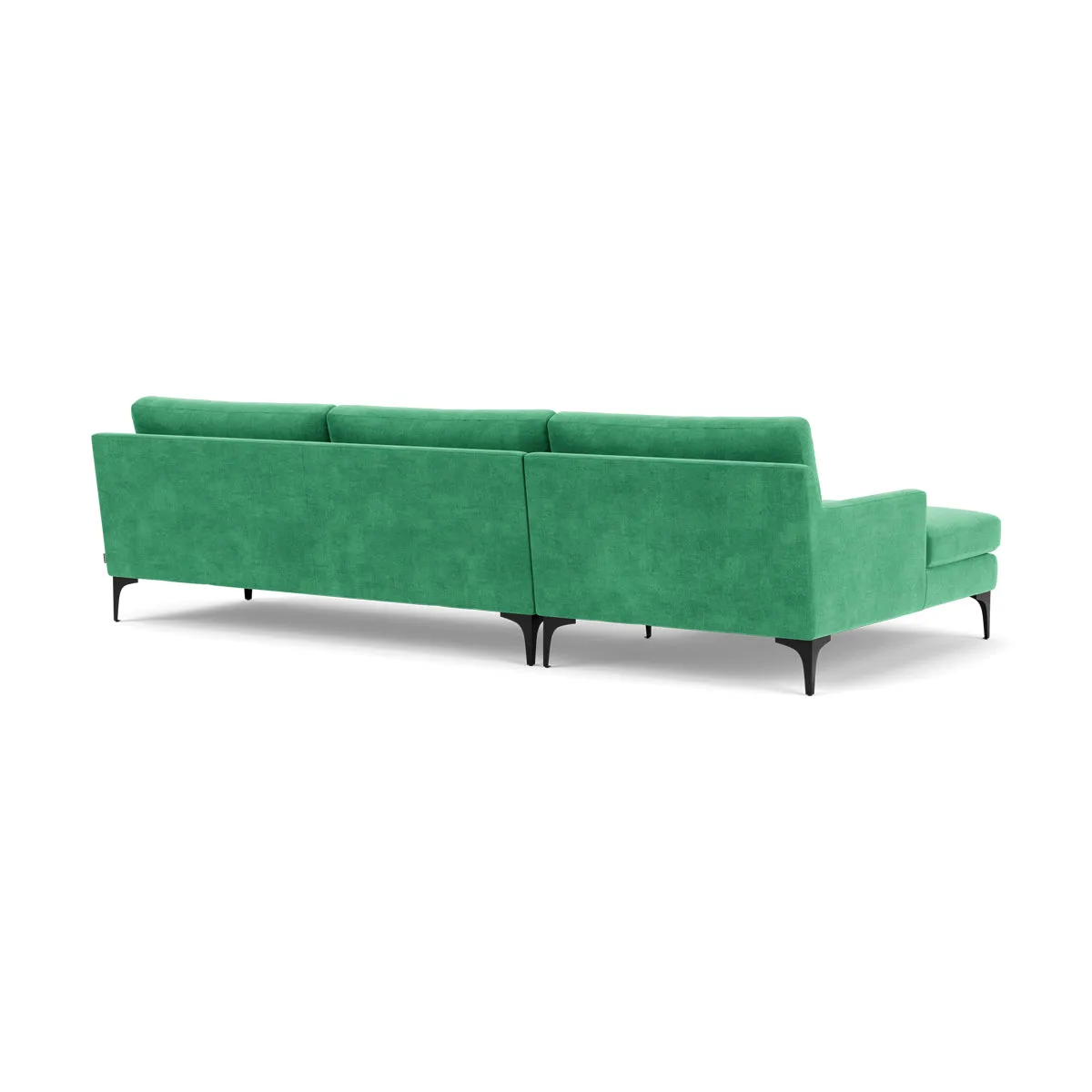 Astha Fabric Left Chaise Sofa (Black Metal, Grass Green)