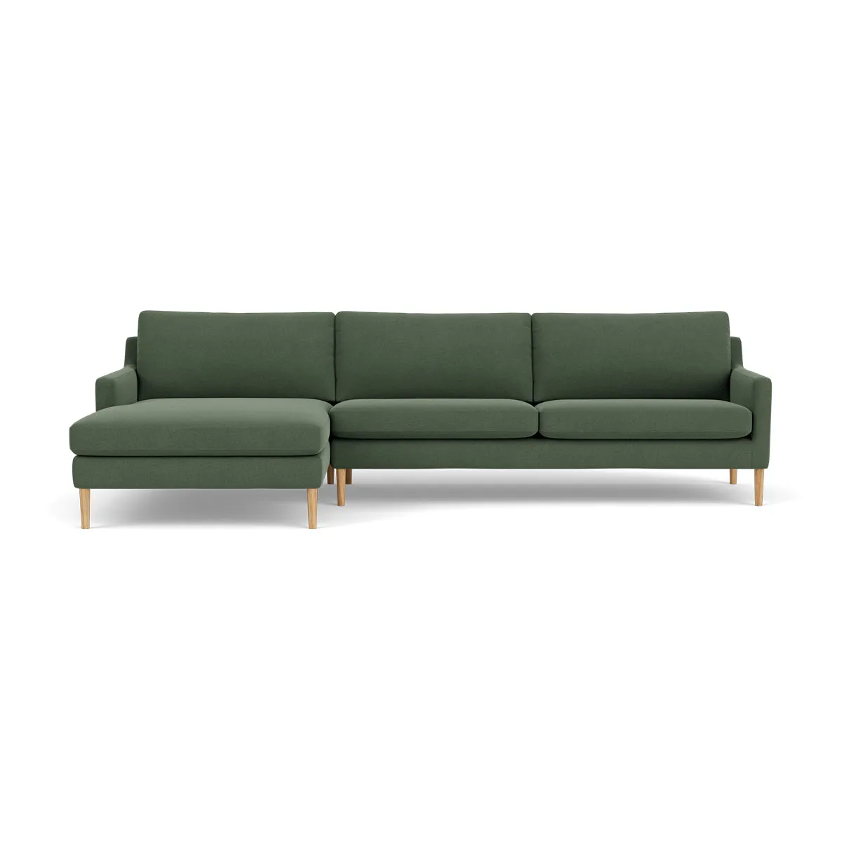 Astha Fabric Left Chaise Sofa (Oak, Dark Green)