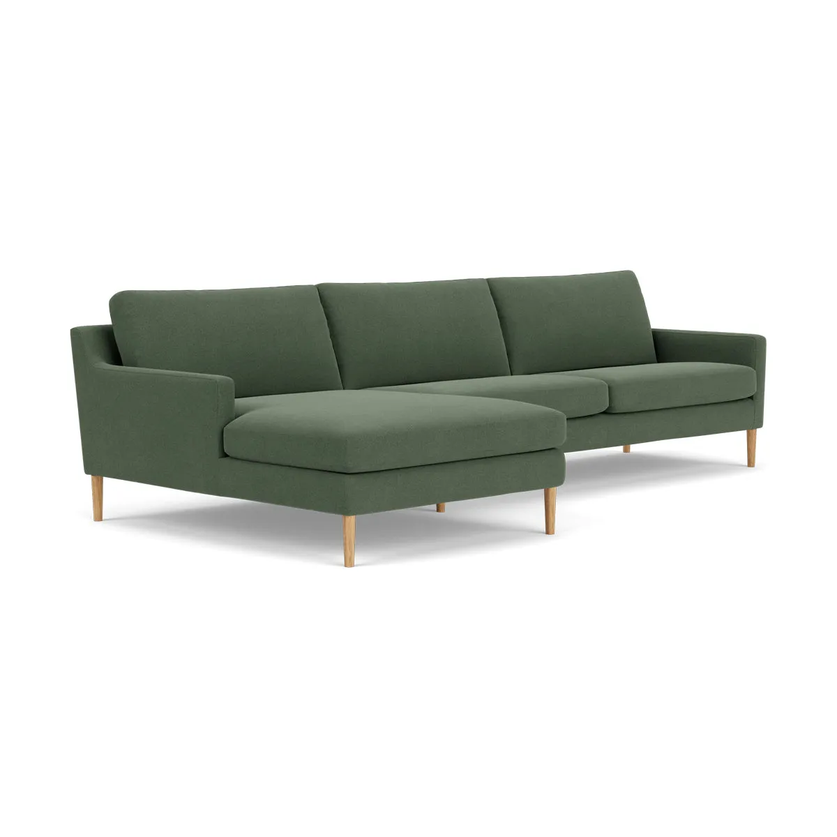 Astha Fabric Left Chaise Sofa (Oak, Dark Green)