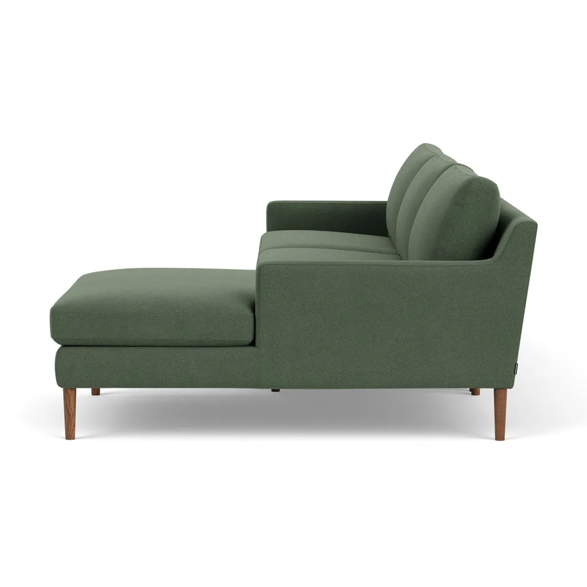 Astha Fabric Right Chaise Sofa (Walnut Natural, Dark Green)