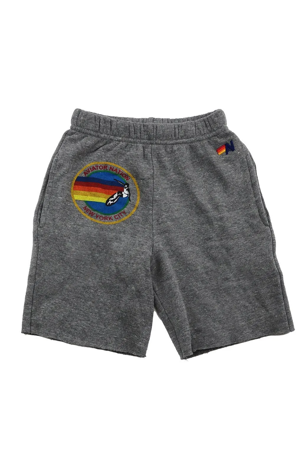 AVIATOR NATION NEW YORK CITY KIDS SWEATSHORTS - HEATHER GREY