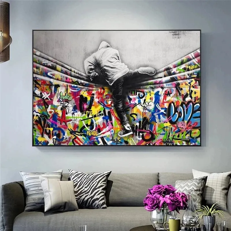 Banksy-Inspired Street Art Graffiti Premium Canvas Prints for Modern Home Decor