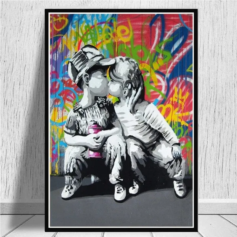 Banksy-Inspired Street Art Graffiti Premium Canvas Prints for Modern Home Decor