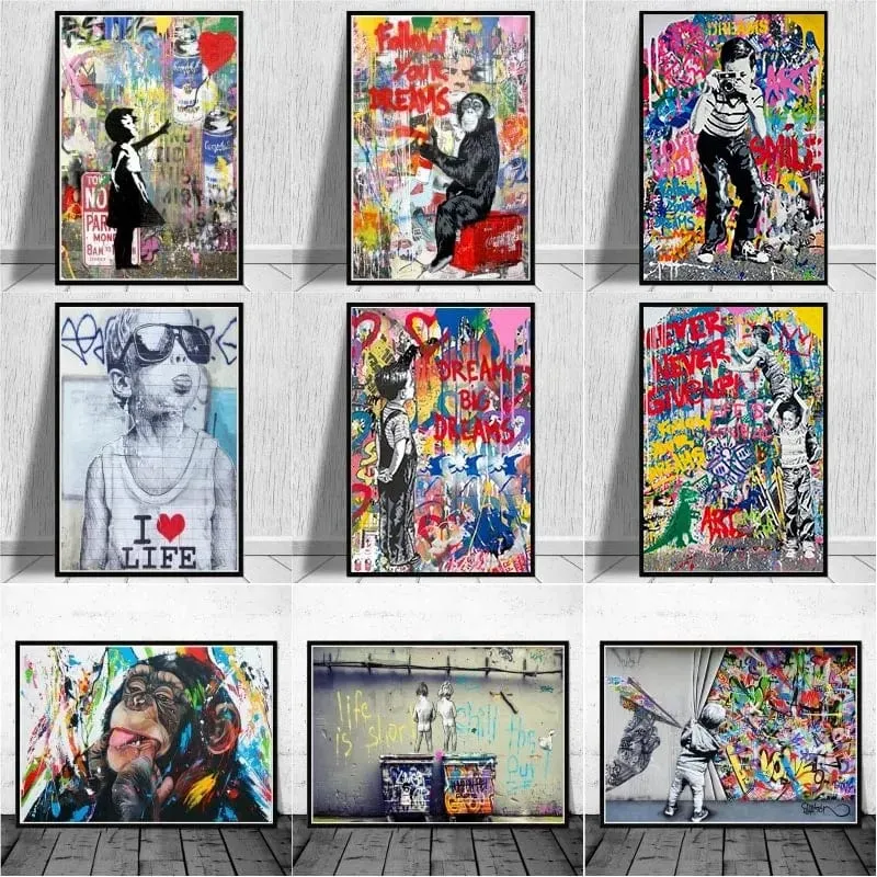 Banksy-Inspired Street Art Graffiti Premium Canvas Prints for Modern Home Decor