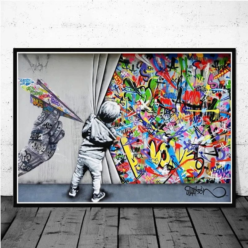 Banksy-Inspired Street Art Graffiti Premium Canvas Prints for Modern Home Decor