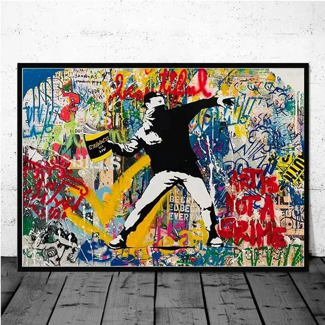 Banksy-Inspired Street Art Graffiti Premium Canvas Prints for Modern Home Decor