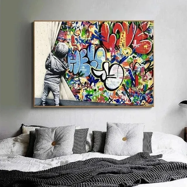 Banksy-Inspired Street Art Graffiti Premium Canvas Prints for Modern Home Decor