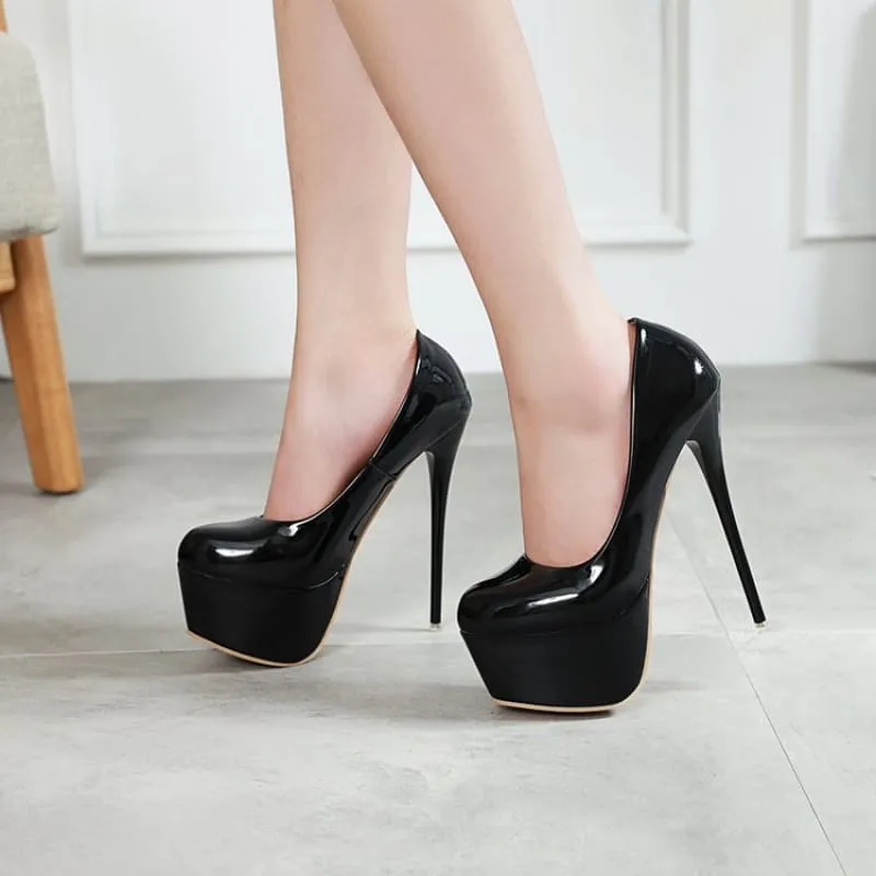 Black and Red High Heel Women Stiletto Platform Shoes