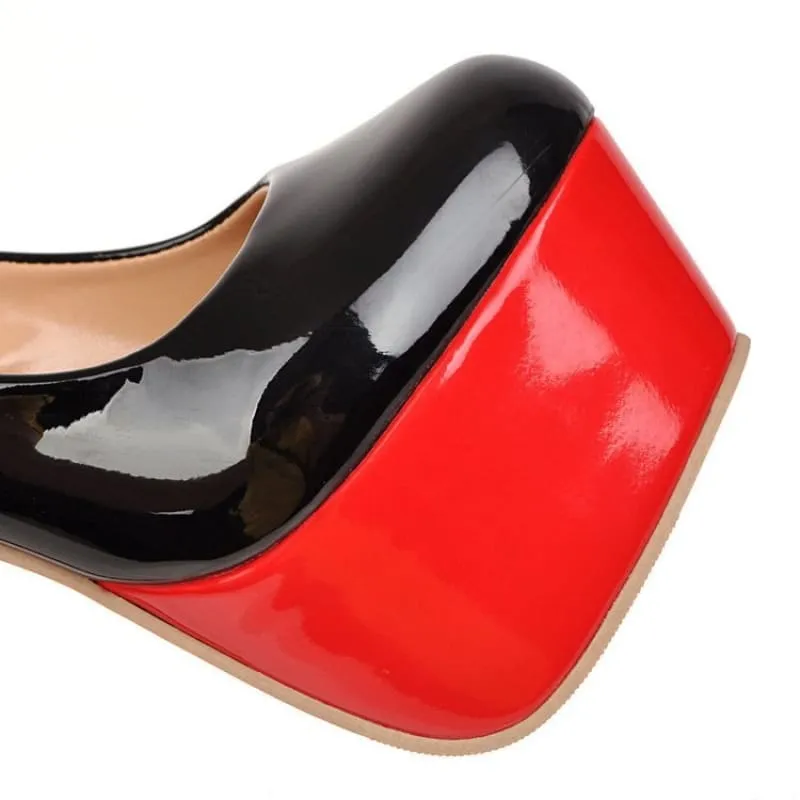 Black and Red High Heel Women Stiletto Platform Shoes