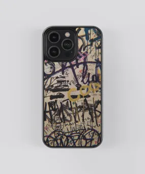 Black Graffiti Abstract Glass Phone Case Cover