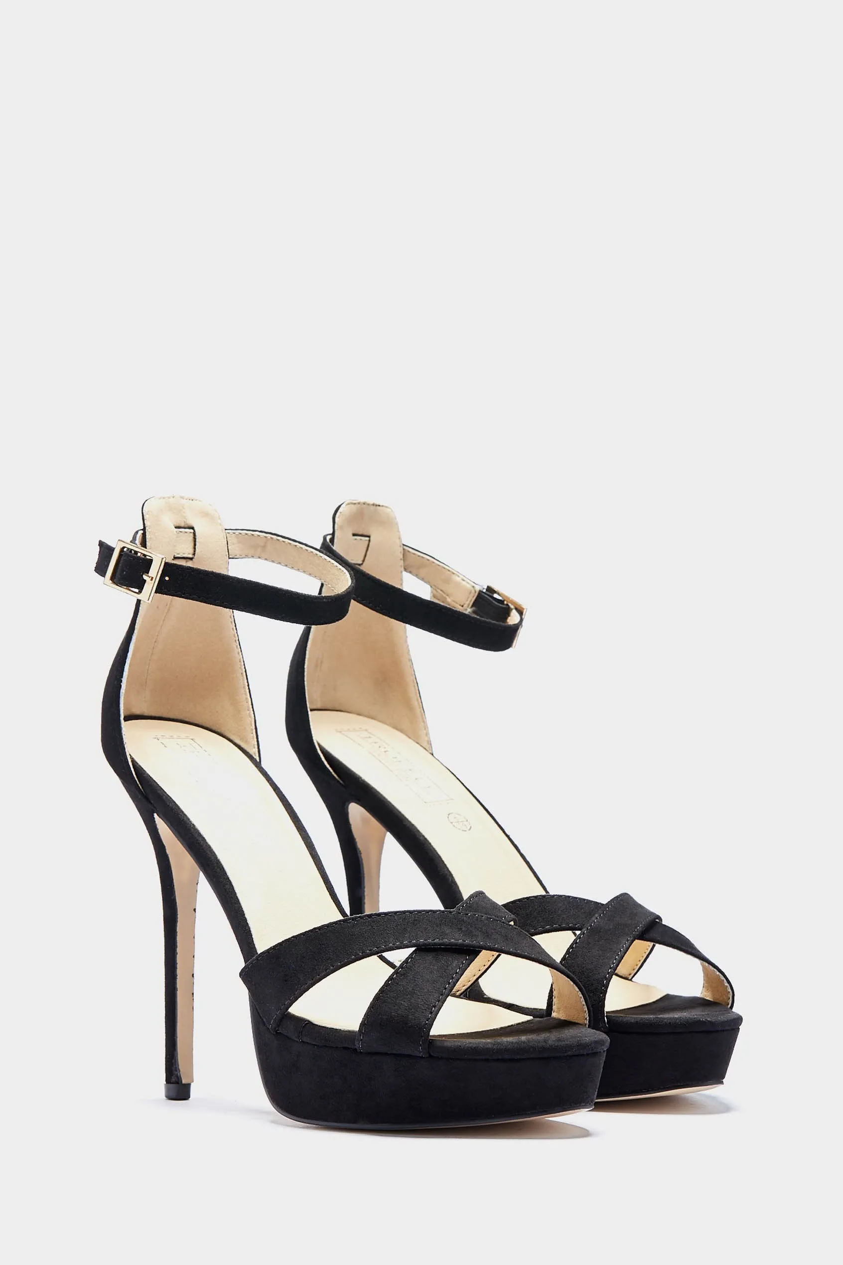 Black Platform Strappy Heel Sandal