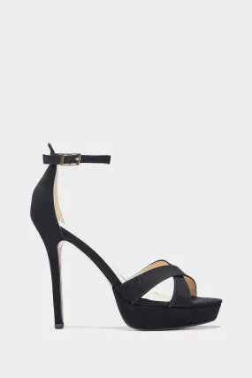 Black Platform Strappy Heel Sandal