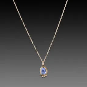 Blue Sapphire Necklace with Diamond Trio