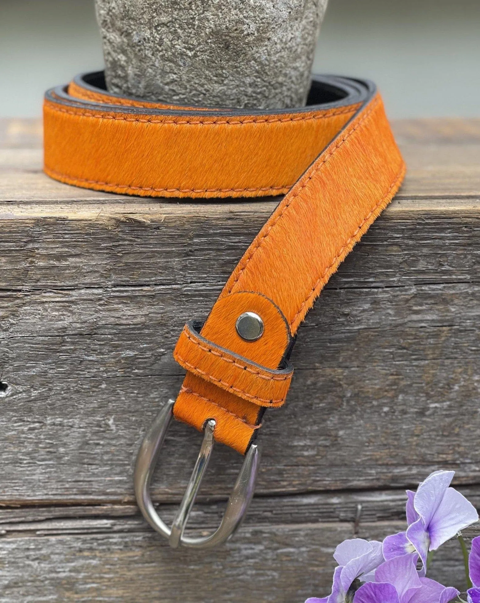 Bright Coloured Leather Belt - Orange