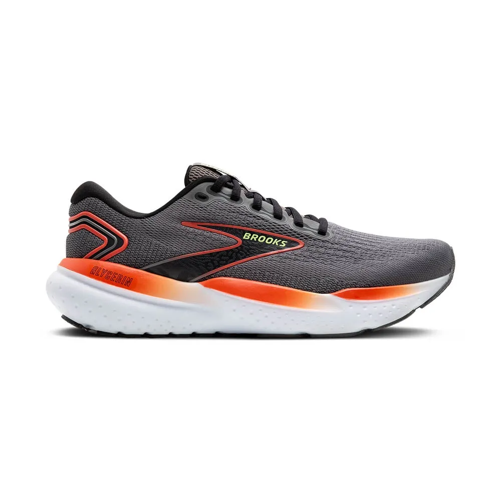 Brooks Glycerin 21 (Mens) - Grey/Mandarin Red/Green