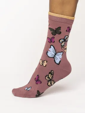 Butterfly Socks - Damson Purple