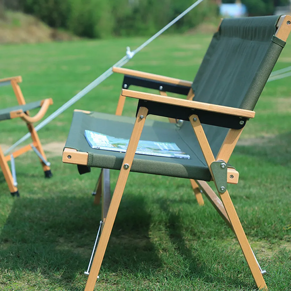 Camp Leader Camping Wooden Long Chair - Black