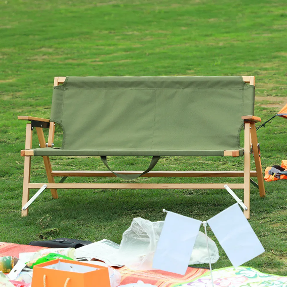 Camp Leader Camping Wooden Long Chair - Green