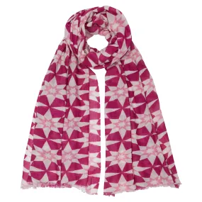 Cashmere Moroccan Star Printed Pashmina - Pink