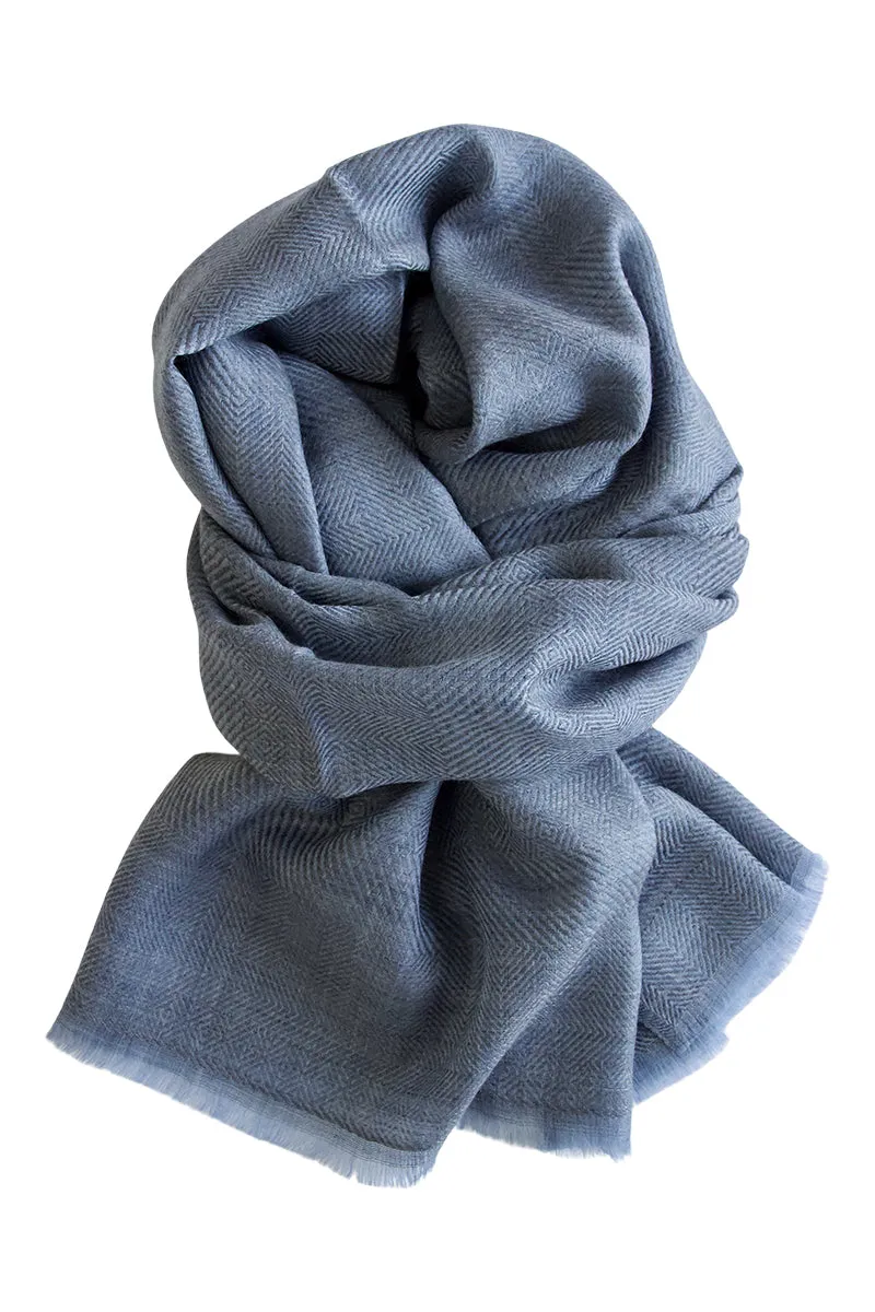 Cashmere scarf in beautiful weave 100% kashmir - grey