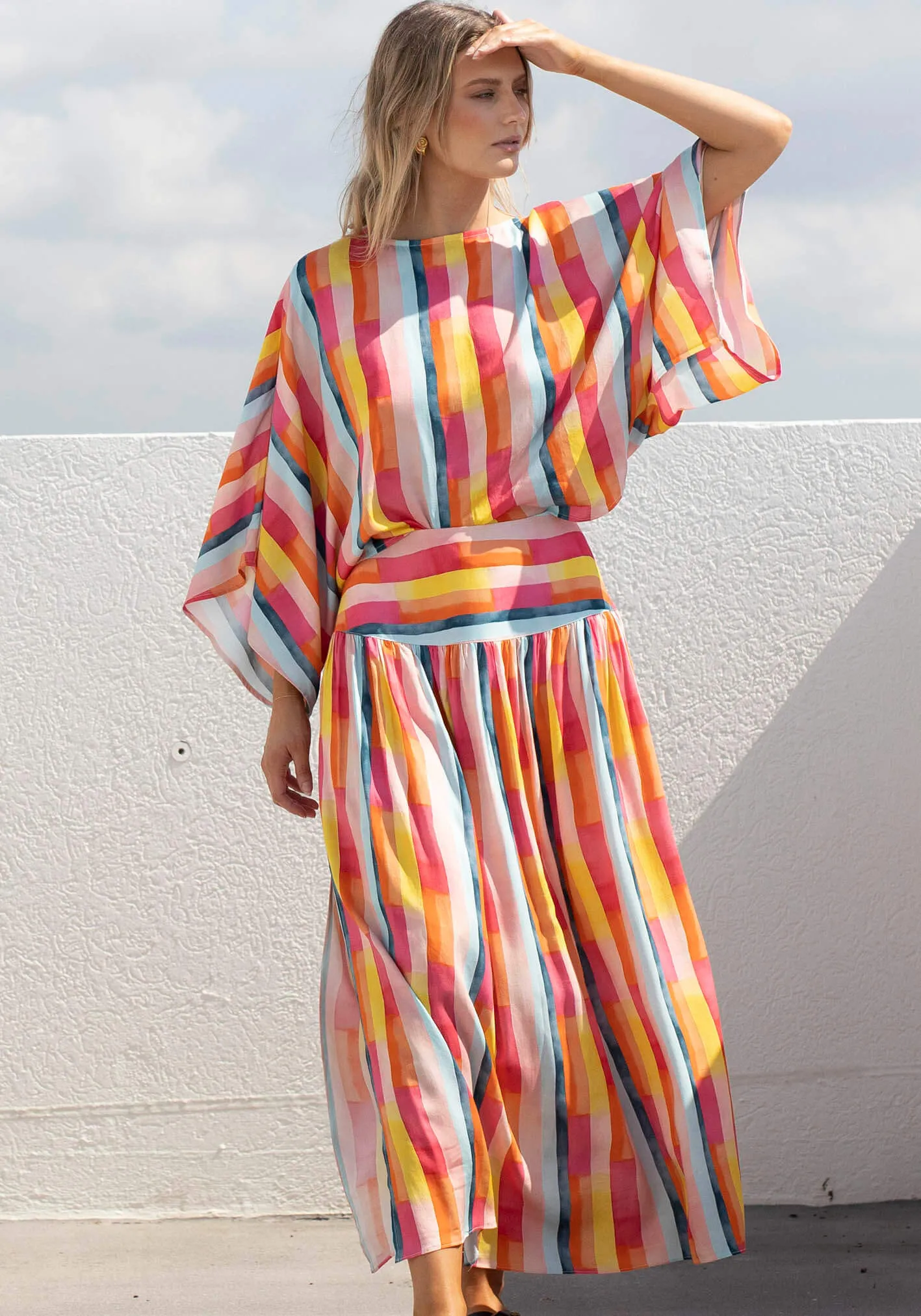 Casino Stripe Kaftan Top