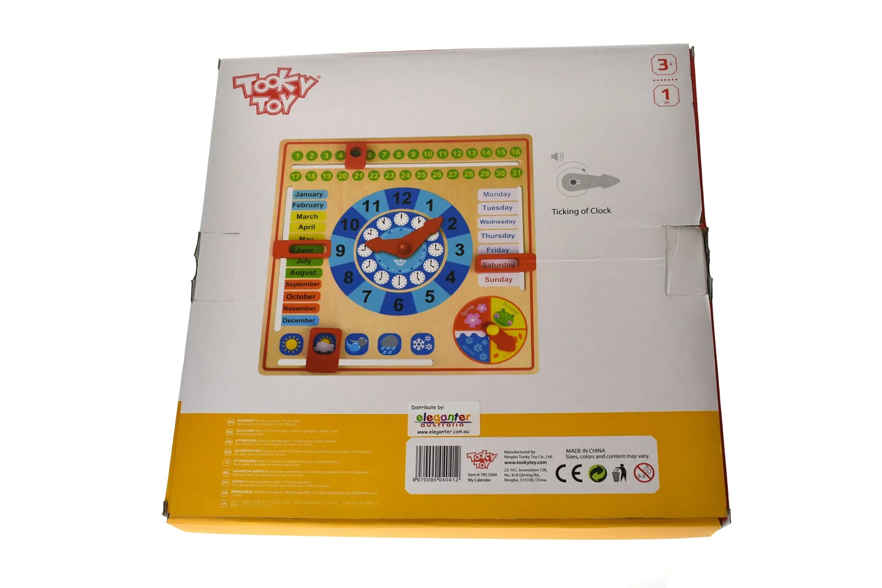 Childs learn the calendar and clock time playset with adjustable tabs and settings learning tool