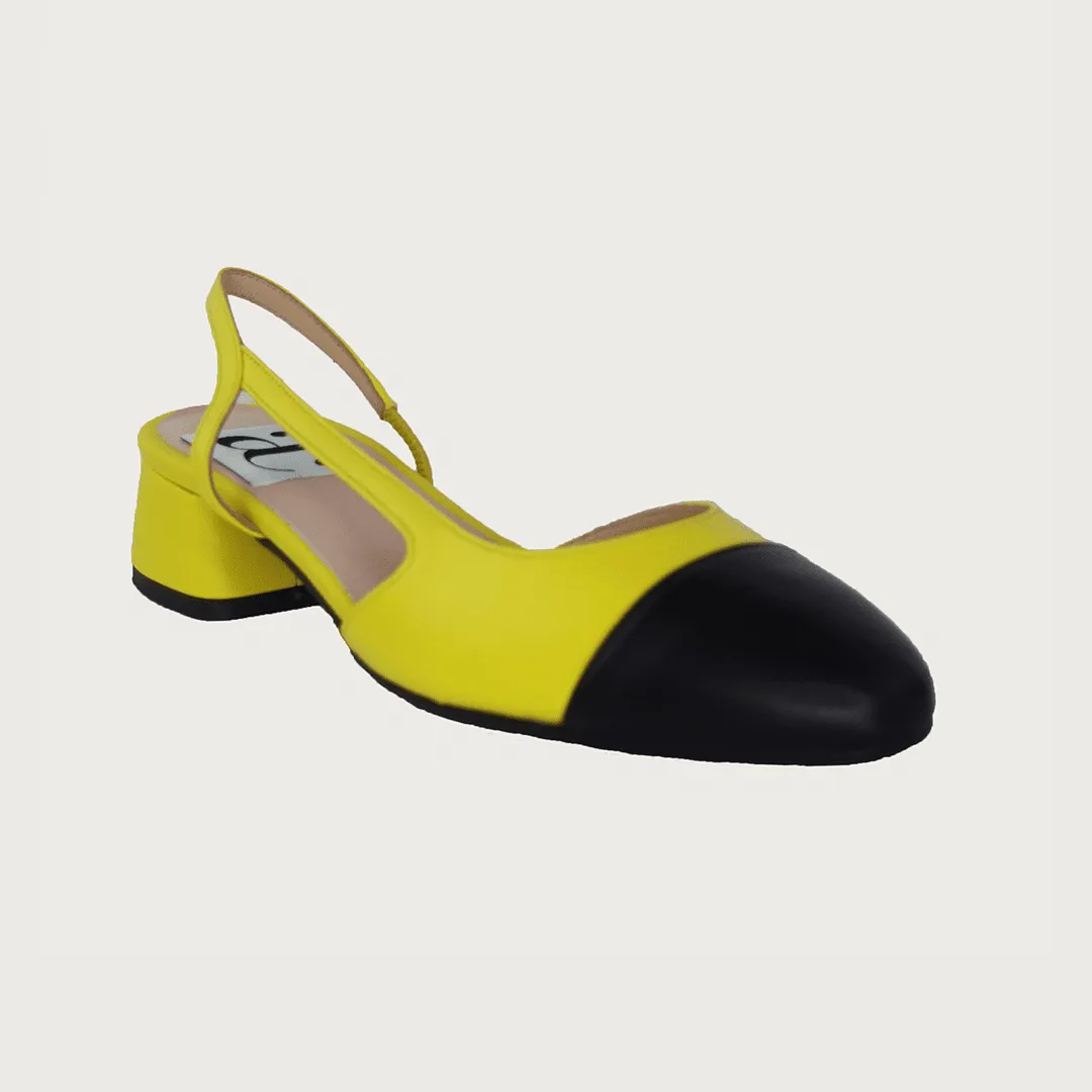 Chloe 30 Slingback Canary Yellow-Black Leather