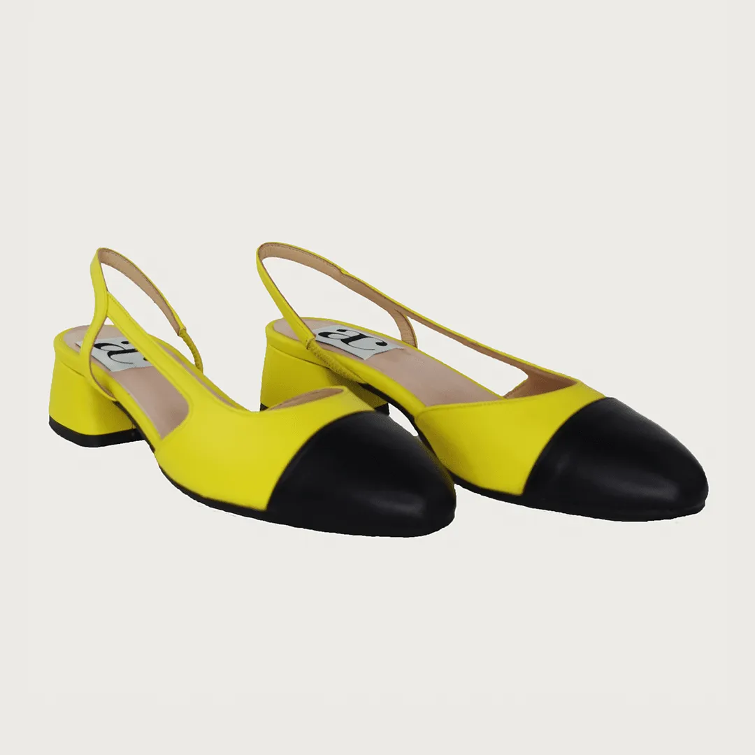 Chloe 30 Slingback Canary Yellow-Black Leather