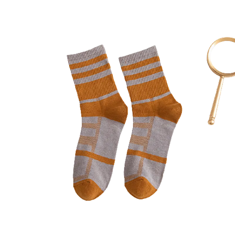 Chokore Light Grey And Orange Men's Cotton Socks