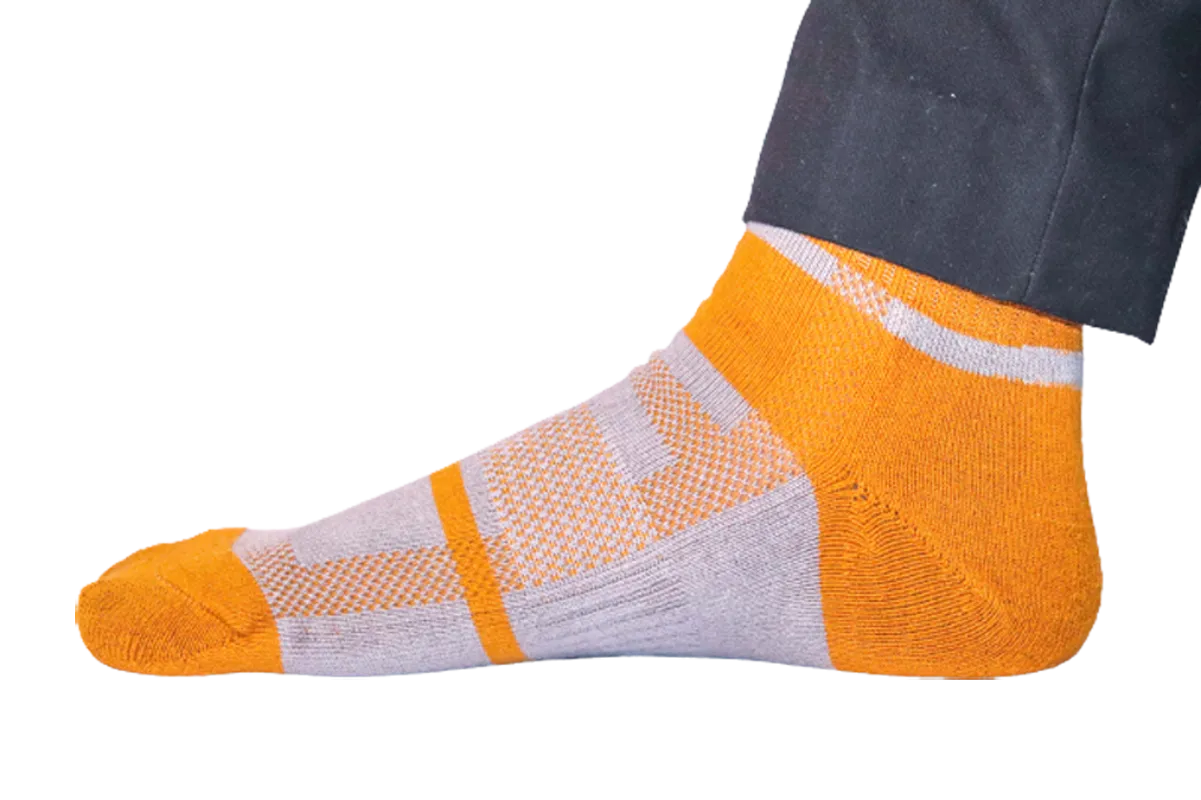 Chokore Light Grey And Orange Men's Cotton Socks