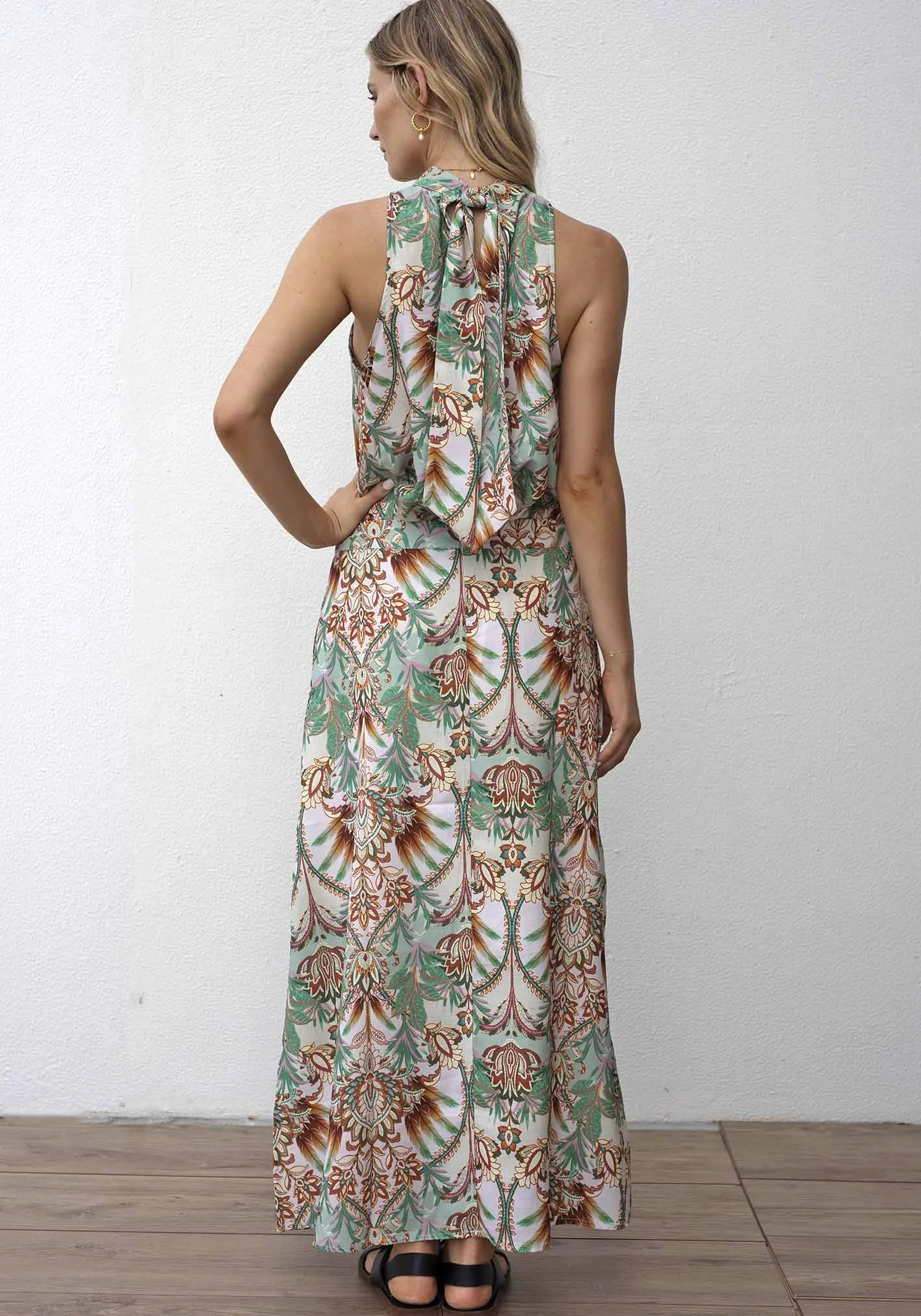 Cocos Palm Print Maxi Skirt