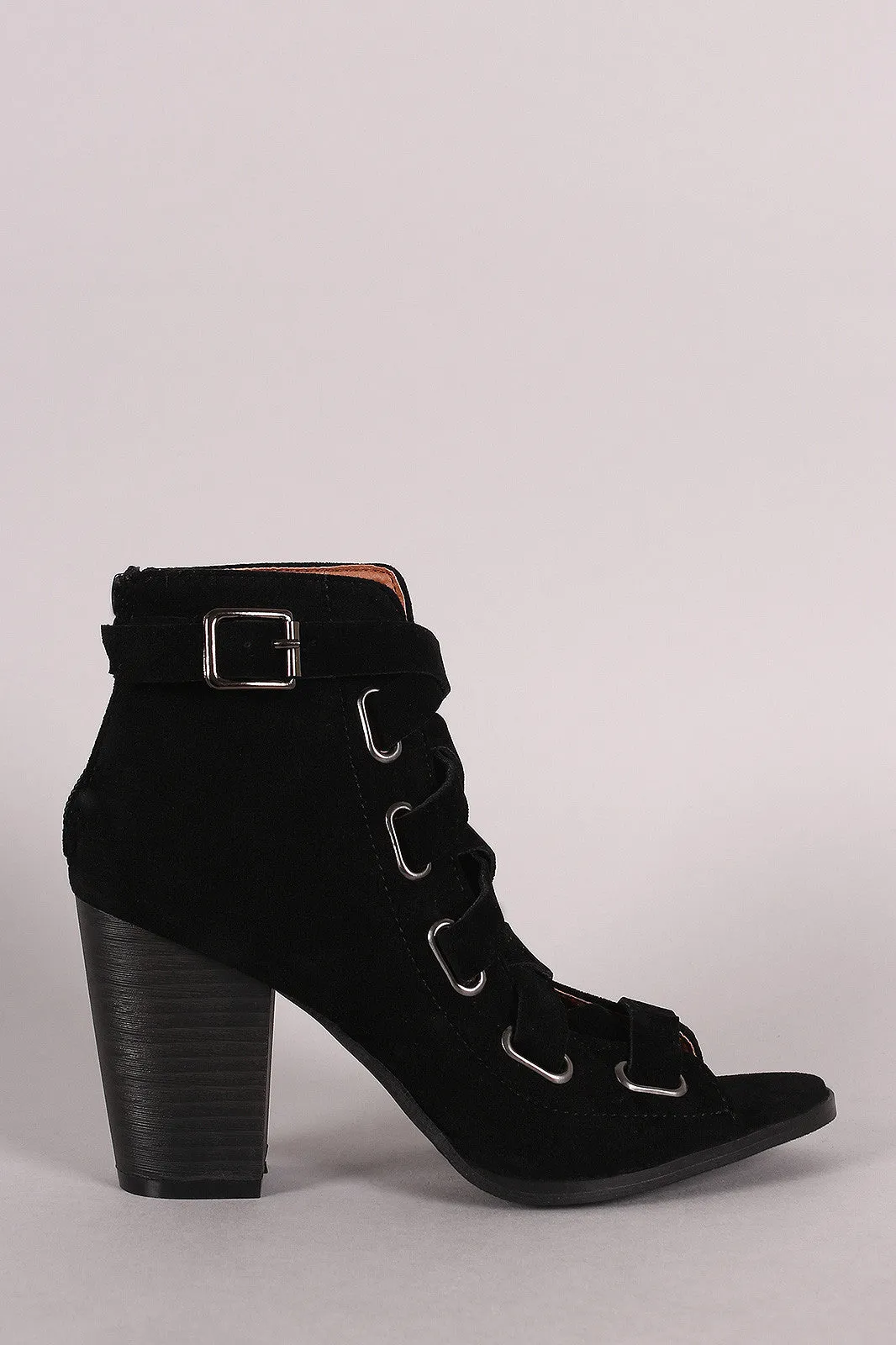 Combat Corseting Laces Peep Toe Booties