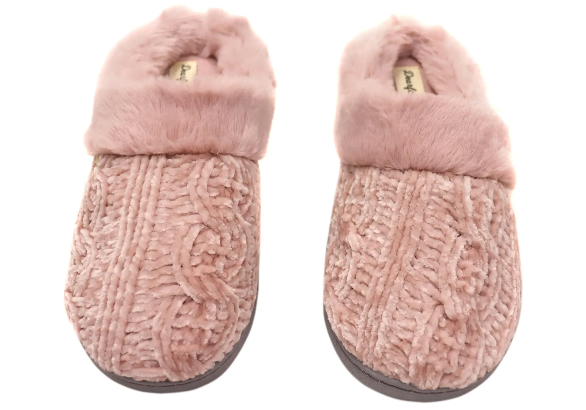 Dearfoams Womens Comfortable Claire Marled Chenille Knit Clog Slippers