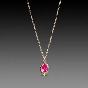 Delicate Ruby Teardrop Necklace