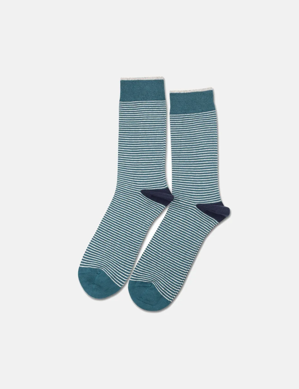 Democratique Mini Stripes Socks - Benzin Green/Off White/Navy Blue