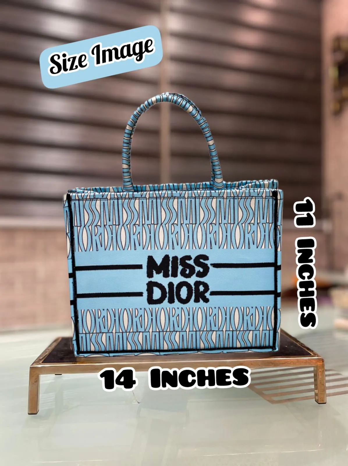 Dior-Inspired Book Tote with Miss Dior Graffiti (Black)