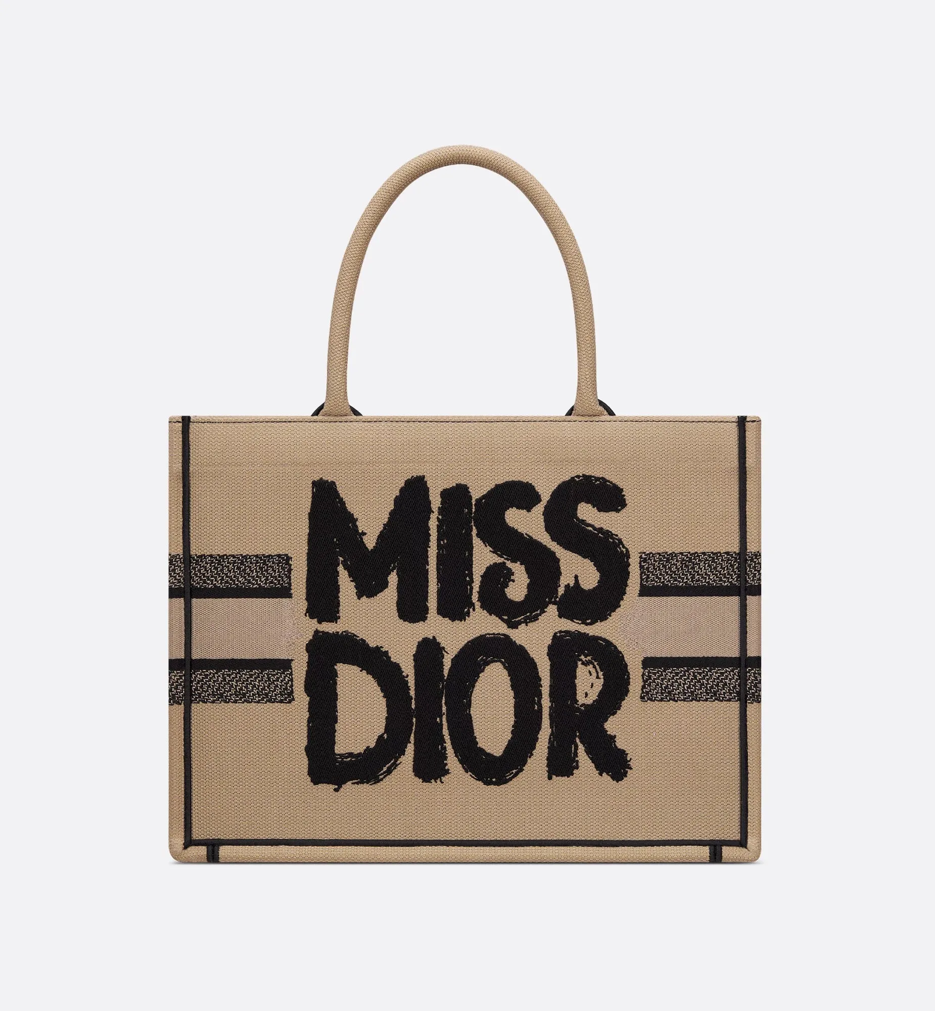 Dior-Inspired Book Tote with Miss Dior Graffiti (Brown)