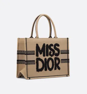 Dior-Inspired Book Tote with Miss Dior Graffiti (Brown)