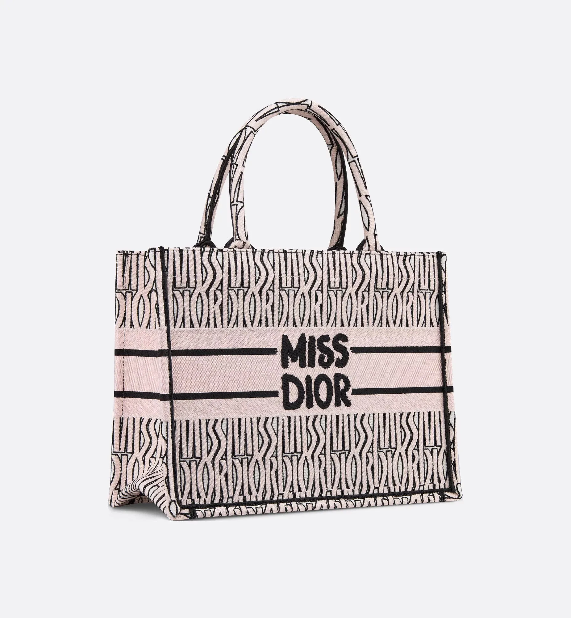 Dior-Inspired Book Tote with Miss Dior Graffiti (Pale Pink)