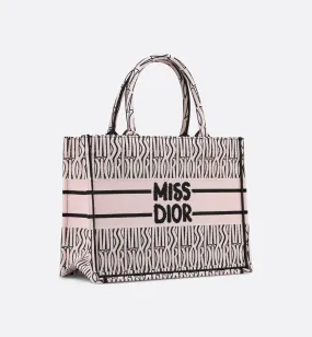 Dior-Inspired Book Tote with Miss Dior Graffiti (Pale Pink)