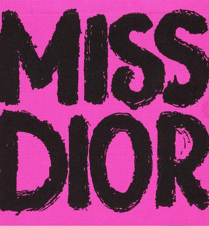 Dior-Inspired Book Tote with Miss Dior Graffiti (Pink-1)