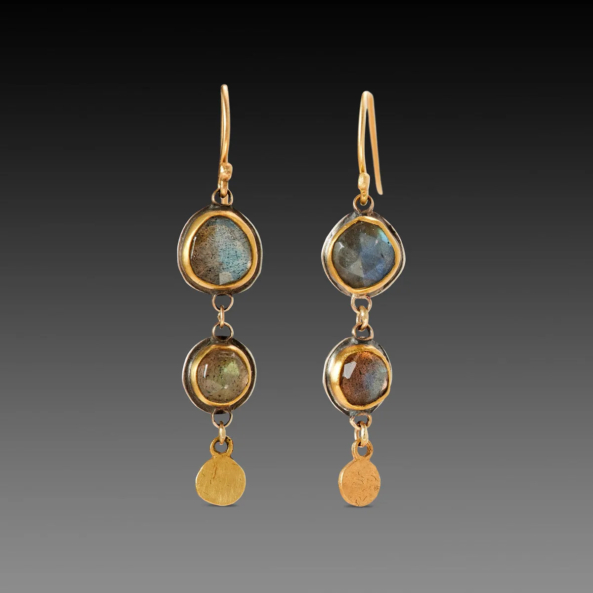 Double Labradorite Drop Earrings